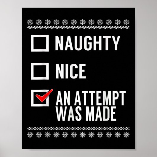 Poster Naughty Nice An Attempt Was Made - Christmas Check (Devant)