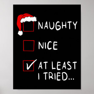 Poster Naughty Nice Au Moins J'Ai Essayé Liste De Noël Ho