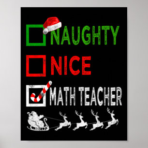 Poster Naughty Nice enseignant math Pajamas de Noël Drôle