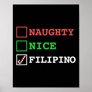 Poster Naughty Nice Filipino Funny Noël Philippines
