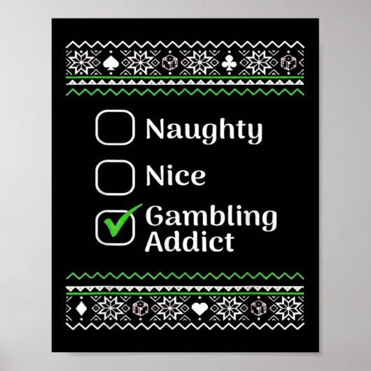 Poster Naughty Nice Gambling Addict Noël (Devant)