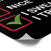 Poster Naughty Nice I Swear I Tried Funny Christmas List (Coin)