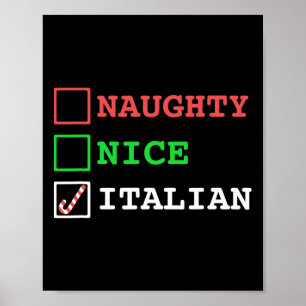 Poster Naughty Nice Italien Noël Drôle Italie Jo