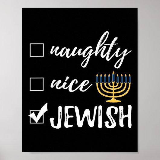 Poster Naughty Nice Juif Drôle Laid Noël Hanoukka (Devant)