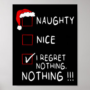 Poster Naughty Nice Liste Je Regrette Rien Noël Hommes Fe