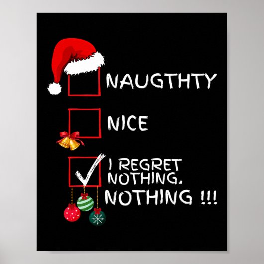Poster Naughty Nice Liste Je Regrette Rien Noël Hommes Fe (Devant)