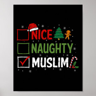 Poster Naughty Nice Musulman Pajamas de Noël Père Noël