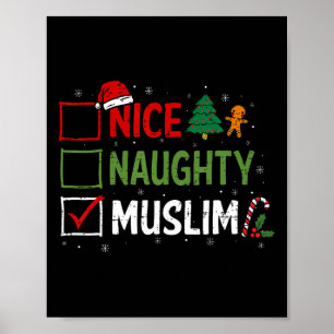 Poster Naughty Nice Musulman Pajamas de Noël Père Noël