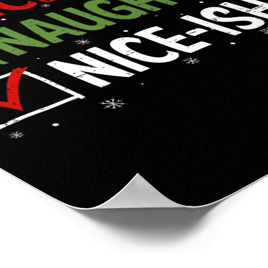 Poster Naughty Nice Nice Nice Pyjamas de Noël Père Noël C (Coin)