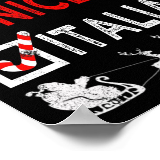 Poster Naughty Nice Pyjamas de Noël italien Funny Père No (Coin)