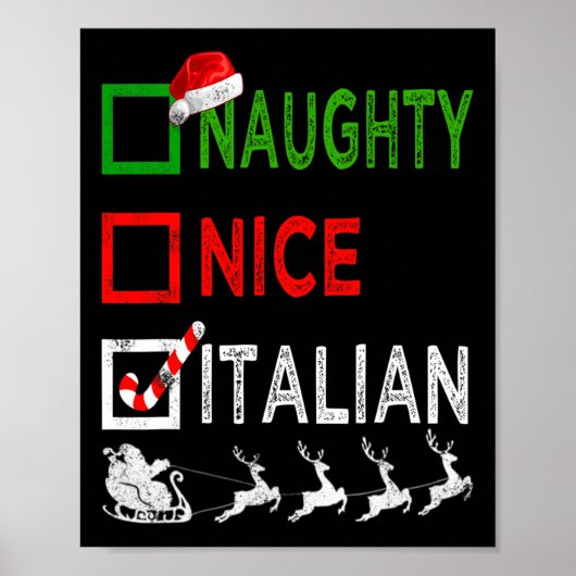 Poster Naughty Nice Pyjamas de Noël italien Funny Père No (Devant)