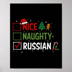 Poster Naughty Nice Pyjamas de Noël russe Père Noël