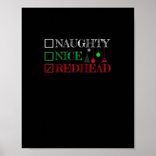 Poster Naughty Nice Redhead Christmas Funny Holiday  (Devant)