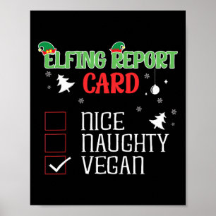Poster Naughty Nice Vegan Report Card Correspondance Noël