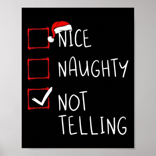 Poster Naughty Not Telling Christmas List Xmas Santa (Devant)