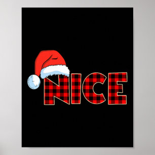 Poster Naughty Ou Nice Noël Couple Buffalo Rouge Plaid