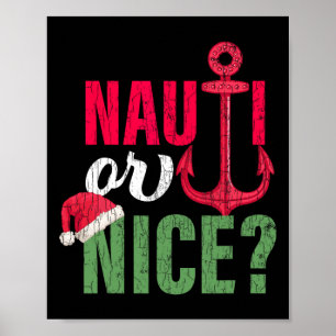 Poster Nauti ou gentil Père Noël drôle de Noël en juillet