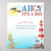 Poster Nautical Ahoy c'est un Baby shower garçon Bienvenu (Devant)