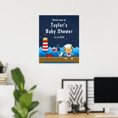Poster Nautical Boy Monkey Red Navy Baby shower Bienvenue (Bureau à domicile)