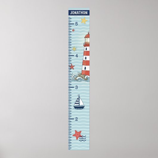 Poster Nautical Lighthouse & Starfish Growth Chart ID1249 (Devant)