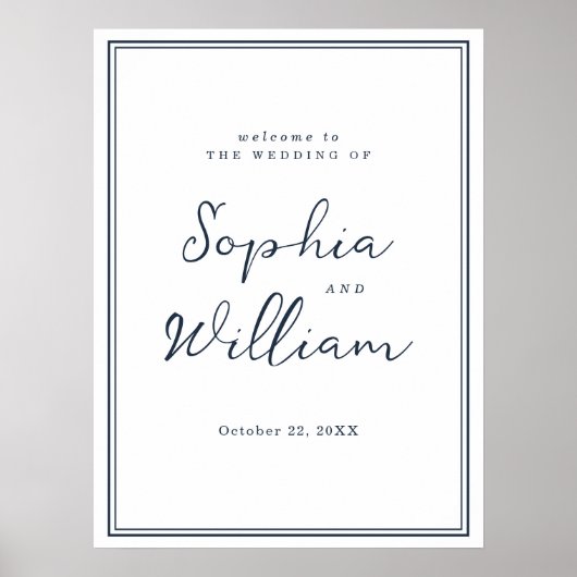 Poster Nautical Navy Wedding Entrance Sign (Devant)