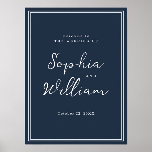 Poster Nautical Navy Wedding Welcome Sign (Devant)