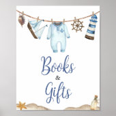 Poster Nautical Sailor Ahoy Baby showers Livres et Cadeau (Devant)