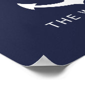 Poster Nautical White Anchor and Custom Nom on Navy Blue (Coin)