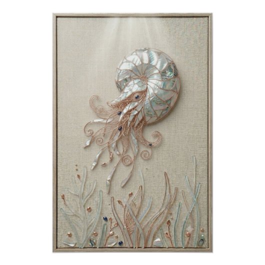 Poster Nautilus Shell Ocean Wall Art (Devant)