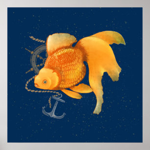 Poster nautique de la roue d'Ancre Goldfish