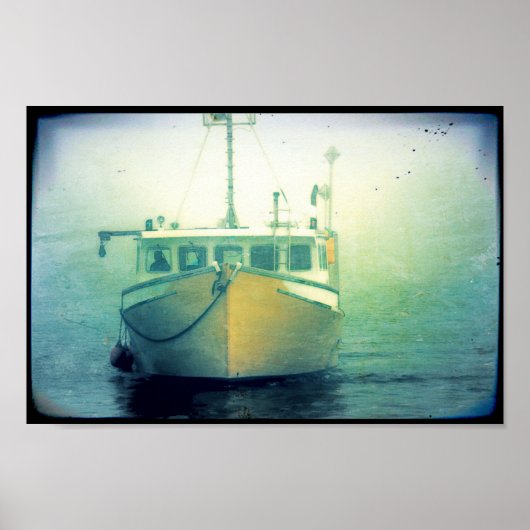 Poster nautique du homard Fishing Boat Maine (Devant)