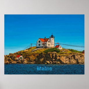 Poster nautique du phare de Nubble Maine