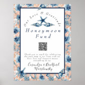 Poster Nautique Mariage Beach Seashell Rose lune de miel (Devant)