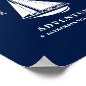 Poster nautique Voilier Bleu et Blanc (Coin)