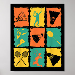 Poster Navette Retro Vintage Badminton Joueur Badminton B