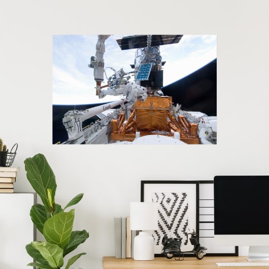 Poster Navette spatiale Atlantis & télescope Hubble (Bureau à domicile)