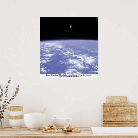 Poster Navette spatiale Challenger JetPack Walk 1984 (Cuisine)