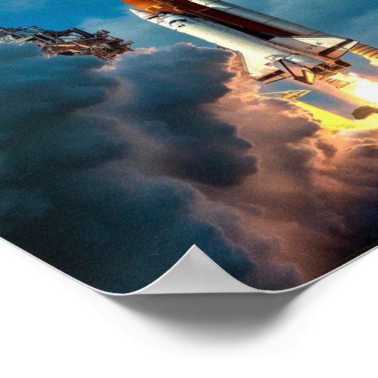 Poster Navette spatiale descendez vers l'affiche spatiale (Coin)