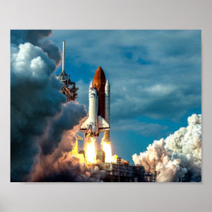 Poster Navette spatiale descendez vers l'affiche spatiale