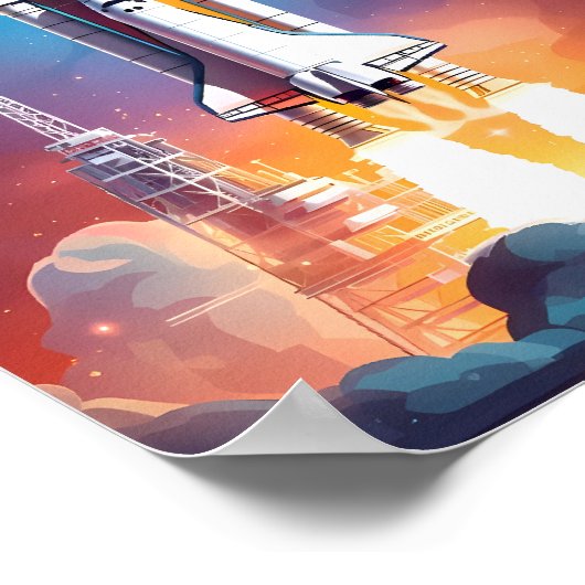 Poster Navette Spatiale : Vers Les Étoiles (Coin)