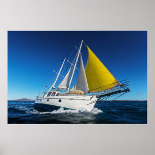 Poster Navigation d'océan dans un yacht