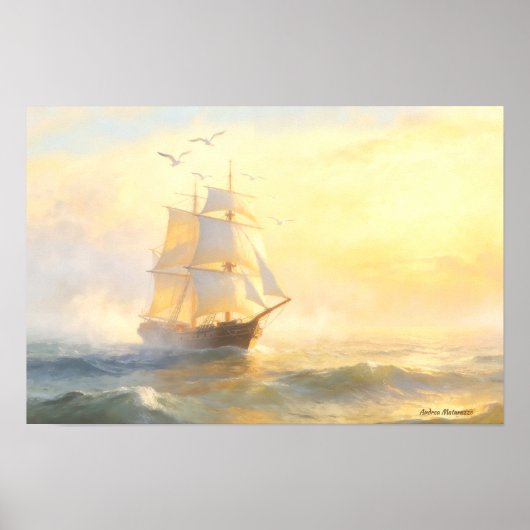 Poster Naviguer dans la brume dorée (Devant)