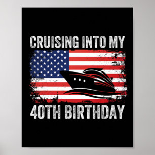 Poster Naviguer dans mon 40e anniversaire Croisière drape