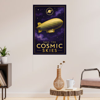Poster Naviguer sur les cieux cosmiques - Retro Space Air