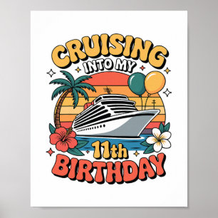 Poster Naviguer vers mon 11e anniversaire 11 ans Croisièr