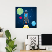 Poster Navire à fusée spatiale (Bureau à domicile)