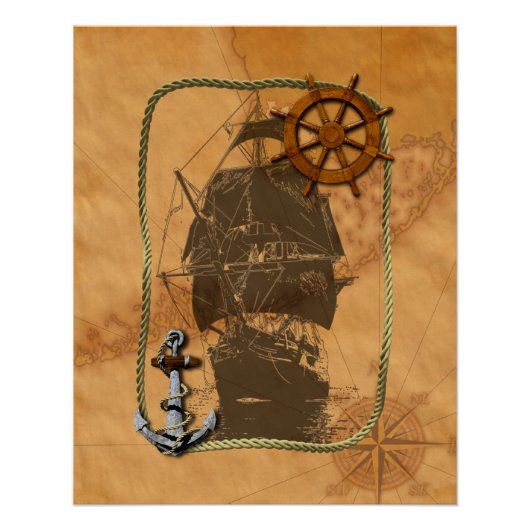 Poster Navire à voile historique (Devant)