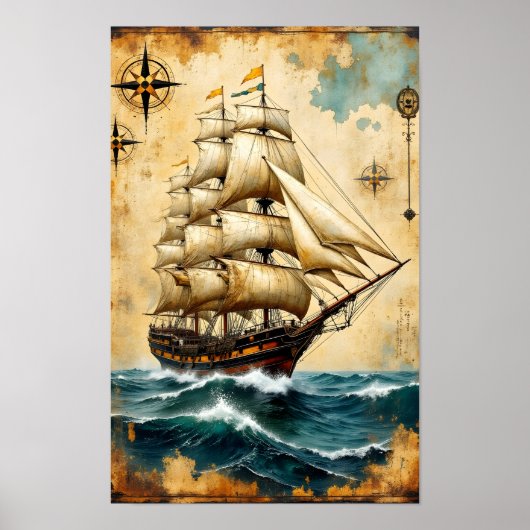 Poster Navire à voiles (Devant)