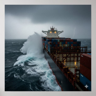 Poster Navire cargo en haute mer