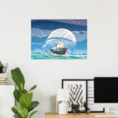 Poster Navire dans une bouteille en mer (Bureau à domicile)